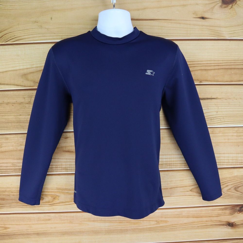 Starter Long Sleeve Activewear Shirt Womens Size L Blue Stretch Polyester